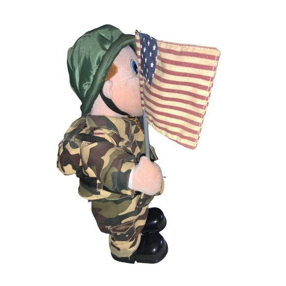 Patriotic American Soldier PLUSH Figure  Camouflage Outfit American Flag - Picture 14 of 15